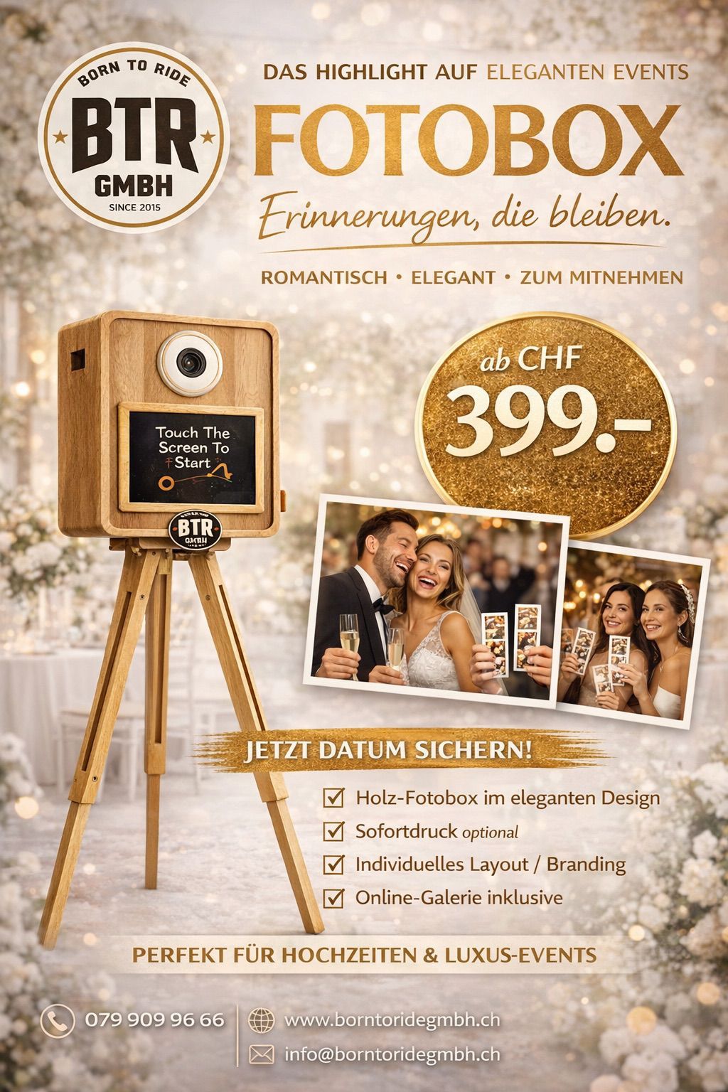 BTR Fotobox - elegante Holz-Fotobox für Hochzeiten und Events